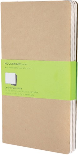 Schrift Moleskine 130x210mm blc 160pag kraft 3st 3 Stuk