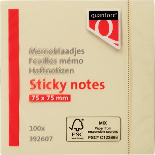 Memoblok Quantore 76x76mm geel 100 Vel-2