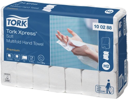 Handdoek Tork H2 Premium 2laags 212x340mm 100288 21 pak-2