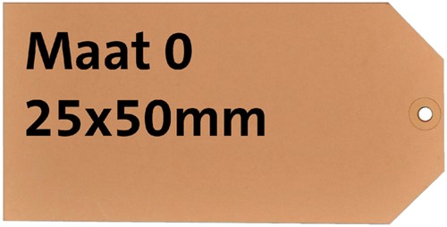 Label HF2 nr 0 200gr 25x50mm bruin 1000 stuks