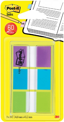 Indextabs Post-it 680 24mmx43.2mm helder assorti 60 Stuk