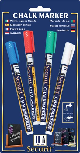 Krijtstift Securit SMA-100 rond 1-2mm wt bl gn rd 4 Stuk