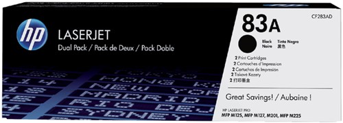 Tonercartridge HP CF283AD 83A zwart 2x 2 Stuk