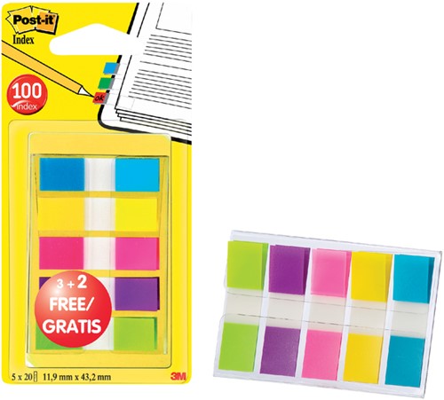 Indextabs Post-it 6835 11.9x43.1mm 3+2 assorti 100 Stuk