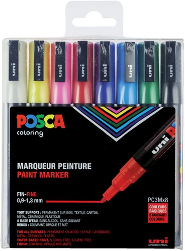 Paintmarker Uni POSCA PC3M F 8st assorti 8 Stuk