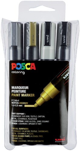 Paintmarker Uni POSCA PC5M M 4st assorti 4 Stuk
