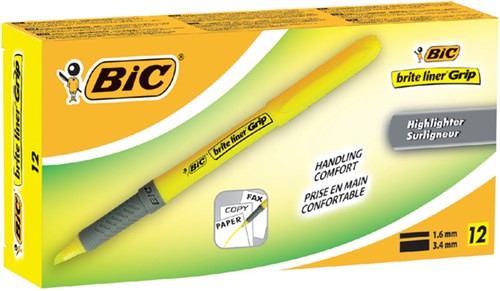 Markeerstift Bic brite liner grip geel 1 Stuk-3