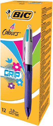 Balpen Bic 4kleuren grip fashion M paars 1 Stuk-2