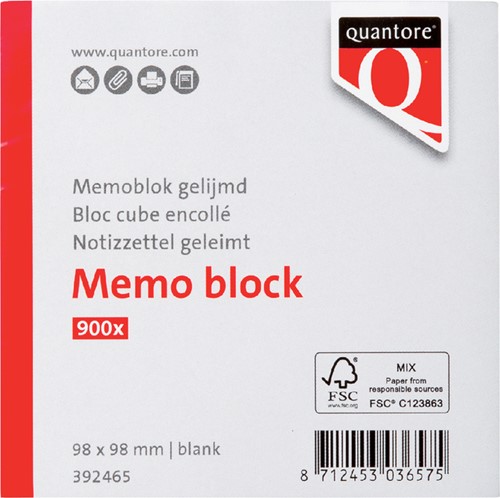 Memoblok Quantore kopgelijmd 98x98mm 900v 900 Vel-2