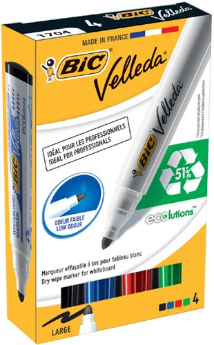 Whiteboardmarker Bic 1701 rond L assorti 4 Stuk-3