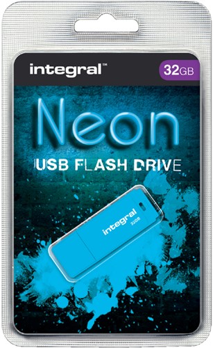 USB stick 2.0 Integral Neon USB-A 32GB blauw 1 Stuk