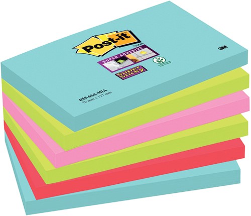Memoblok  Post-it 655 Super Sticky 76x127mm Cosmic 6 Stuk
