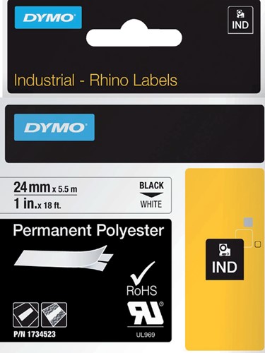 Labeltape Dymo Rhino industrieel polyester 24mm wt 1 Stuk