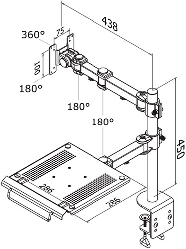 Laptoparm Neomounts D960 10-27" met klem zwart-3