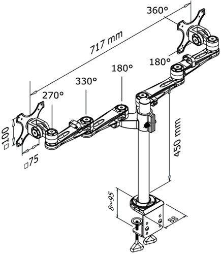 Monitorarm Neomounts D935D 2x 10 27 inch klem zi 1 Stuk-2