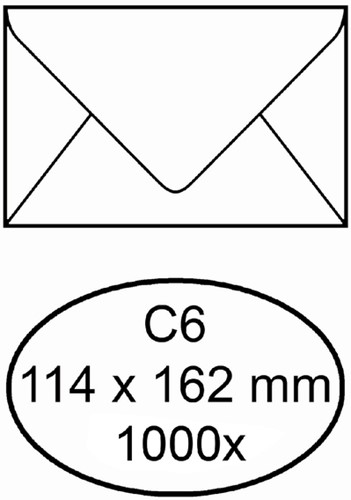 Envelop IEZZY bank C6 114x162mm gegomd wit 1000 stuks