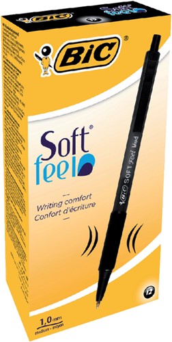 Balpen Bic soft feel clic M zwart 1 Stuk-3