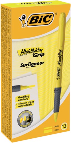 Markeerstift Bic brite liner grip geel 1 Stuk-3