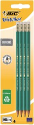 Potlood Bic Evolution ecolutions HB met gumtop 4 Stuk
