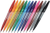 Brushpen Pentel SES15C Sign Artist standaardkleuren 12 stuks-2