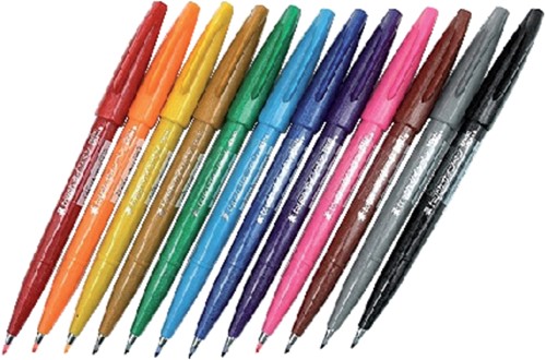 Brushstift Pentel SES15C Sign standaardkl 12st ass 12 Stuk-2