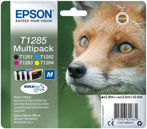 Inktcartridge Epson T1285 zwart + 3 kleuren 4 Stuk