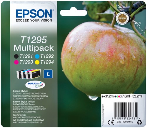 Inktcartridge Epson T1295 zwart + 3 kleuren 4 Stuk