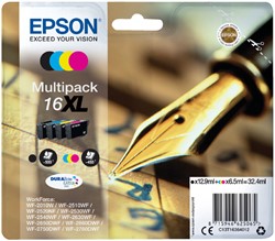 Inktcartridge Epson 16XL T1636 zwart + 3 kleuren 4 Stuk