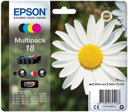 Inktcartridge Epson 18 T1806 zwart + 3 kleuren 4 Stuk