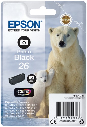 Inktcartridge Epson 26 T2611 foto zwart 1 Stuk