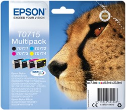 Inktcartridge Epson T0715 zwart + 3 kleuren 4 Stuk