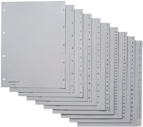 Tabblad Quantore 4rings pp 1-15 grijs 1 Set-2