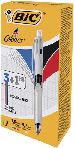 Balpen Bic 3kleuren + vulpotl HB 0.7mm M wit 1 Stuk-2