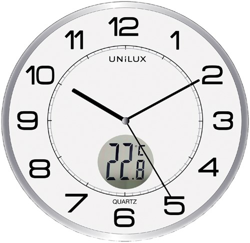 Wandklok Unilux Tempus dia 30.5cm lichtgrijs/wit 1 Stuk