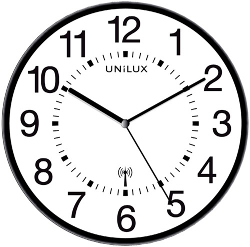 Wandklok Unilux Wave radio dia 30cm zwart/wit 1 Stuk-3