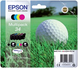 Inktcartridge Epson 34 T3466 zwart + 3 kleuren 4 Stuk