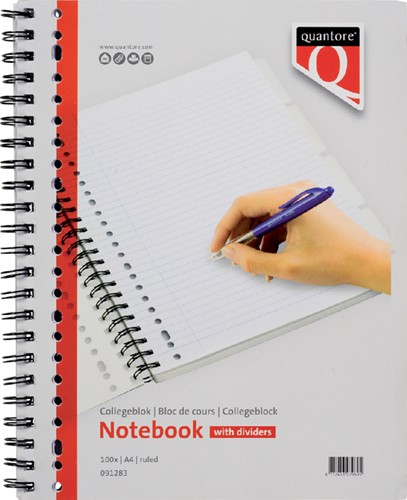 Collegeblok Quantore A4 lijn 23-gaats 4tabs 200pg 1 Stuk