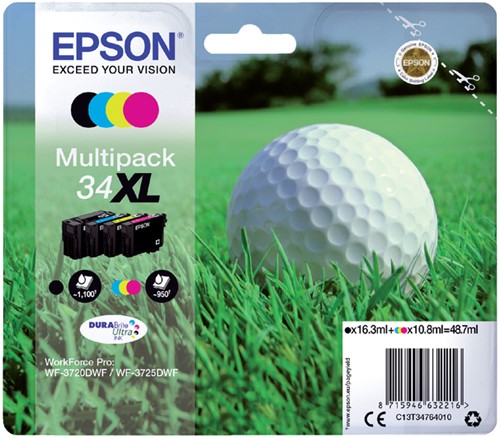 Inktcartridge Epson 34XL T3476 zwart + 3 kleuren 4 Stuk-2