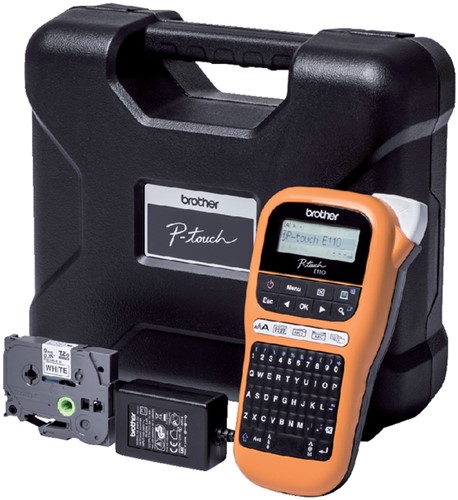 Labelprinter Brother P-touch TZe PT-E110VP draagbaar qwerty 12mm oranje-2