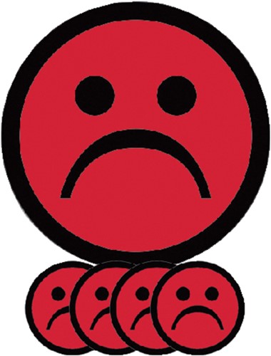 Magneet smiley 50mm emotie bedroefd rood 5 stuks 5 Stuk