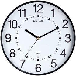 Wandklok Unilux Wave radio dia 30cm zwart/wit 1 Stuk