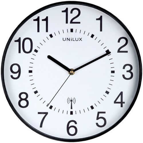 Wandklok Unilux Wave radio dia 30cm zwart/wit 1 Stuk
