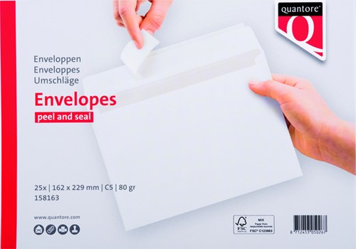 Envelop Quantore bank C5 162x229mm zelfklevend wit 25 stuks-2