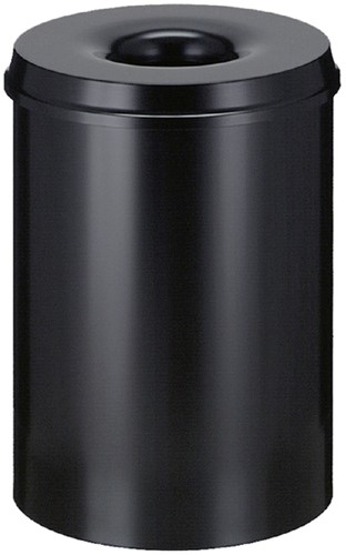 Papierbak met vlamdover Vepabins 30liter Ø33.5cm zwart