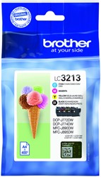 Inktcartridge Brother LC-3213 zwart + 3 kleuren 4 Stuk