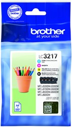 Inktcartridge Brother LC-3217 zwart + 3 kleuren 4 Stuk