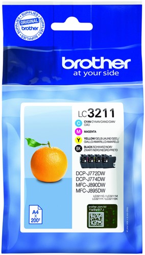 Inktcartridge Brother LC-3211 Zwart + 3 kleuren 4 Stuk