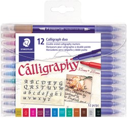 Kalligrafiepen Staedtler duo punt 2.0 en 3.5mm ass 12 Stuk