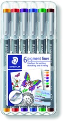 Fineliner Staedtler pigment 308 0.3mm 6 st ass 6 Stuk