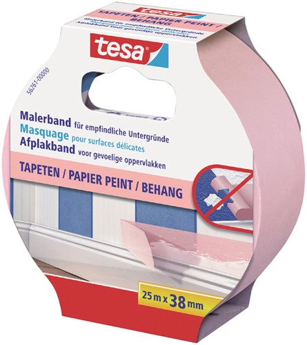 Afplaktape tesa Prof sensitive 25mx38mm roze 1 Rol